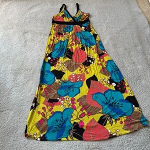 Duo‎ Maternity Maxi Dress Multicolor Floral Women's Size Medium Womens Strap